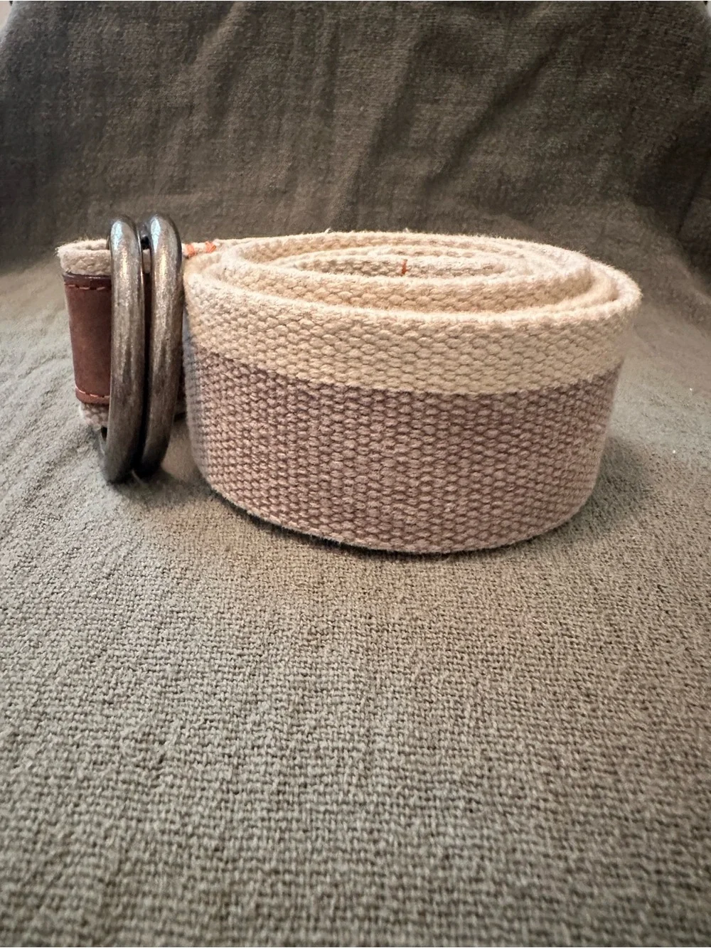 Maker & Co. Woven Canvas Belt with Leather L/XL